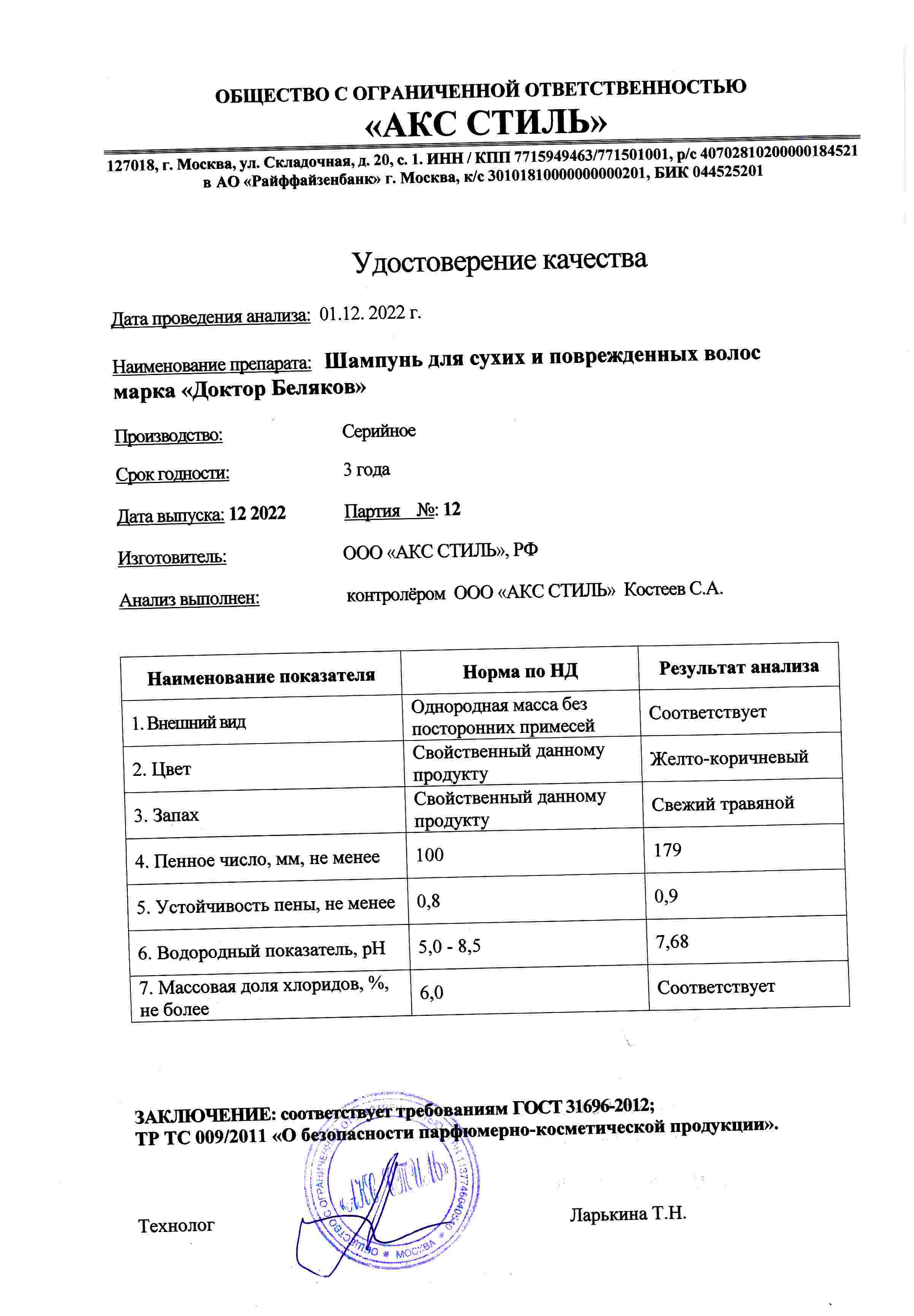 Паспорт №122022